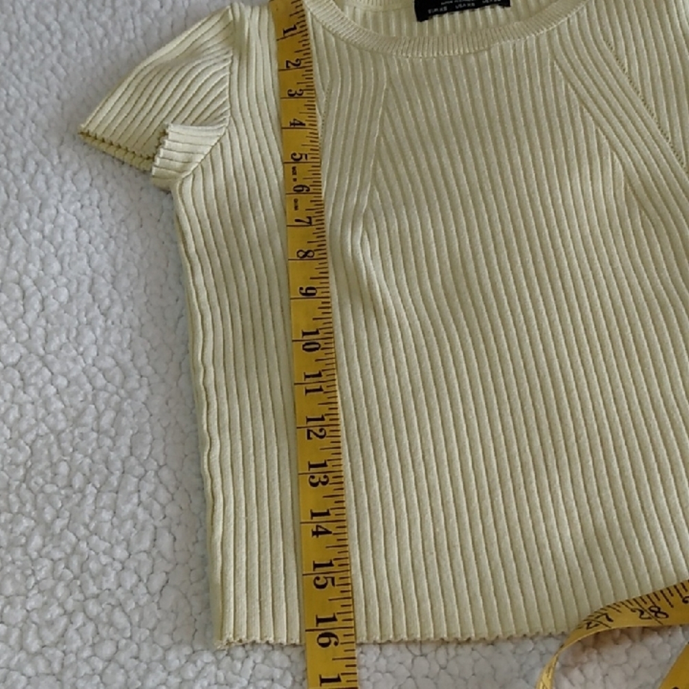 Bershka Bright Yellow Ribbed Crewneck Crop Top Women's Size XS - Picture 8 of 11
